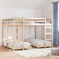 Triple Deck Bunk Bed Frame Brown 160 x 200 cm