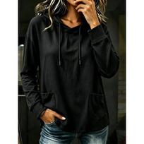 Womens Oversized Long Sleeve Hooded Sweatshirt Casual Solid Color Pullover Fall Winter 2026 Small