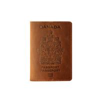 Canadian Cowhide Passport and Card Holder - Retro Leather Wallet and Boarding Pass Cover Canadian Passport Cover