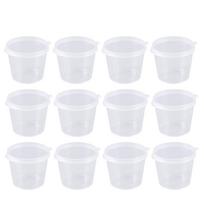 100 vienkartinių mažų skaidrių plastikinių puodelių su dangteliais white