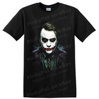 Joker Dark Knight T Shirt Clown Villain Movie Portrait Graphic Tee Dark Crime XS black