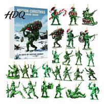 Cute Desktop Decor Green Soldiers Advent Calendar 24 Day Christmas Countdown Calendar with Pcs Birthday Present for Children 2D Flat Acrylic F black
