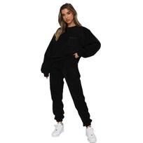 Autumn Winter Women's Two-piece Set Corduroy Solid Color Round Neck Pullover Long Sleeve Female Suit Casual Sports Pants XXL