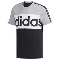 Adidas Essentials Crew Neck Pullover Letter Stripe Short Sleeve T-Shirt Men Tops Gray FP8656 M