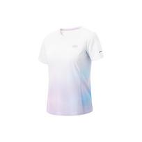 Li Ning Running Series Solid Color Quick-Dry Breathable Short Sleeve Raglan T-Shirt Women Tops Standard-White Rose-Purple ATSU186-5 XS white