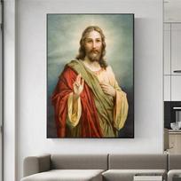 Kristaus Jėzaus tapybos ant drobės Religiniai plakatai ir spaudiniai Cuadros Sienos meno paveikslai namų svetainės dekoravimui 50x70cm gray