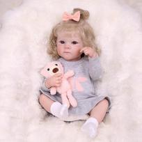 KEIUMI 18 Inch Realistic Reborn Baby Doll Full Silicone Vinyl Cute Girls Early Education Toy Birthday Gift 18 inch beige
