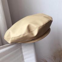 Retro Solid Color PU Leather Beret Hat for Women Casual Windproof Octagonal Caps Elegant Lady Artist Painter Flat Top Caps One Size