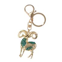 Keychain Pendant Sparkling Rhinestones Inlaid Goat Design Key Holder with Lobster Clasp Lightweight Car Hangers Decorative Pendant ežero mėlyna spalva