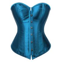Women's Satin Corset Waist Trainer Steel Boned Overbust Bustier Top with Front Hook Closure for Body Shaping and Posture Support XXXL blue