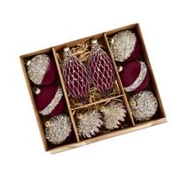 10PCS Glitter Velvet Christmas Ball Pendant Flocked Solid Color Christmas Hanging Balls Shatterproof Reusable other