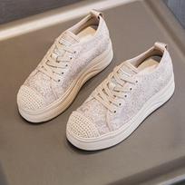 7cm Lace Mesh Women Summer Shoes Solid Color Fashionable Lace Up Half Slippers Wedge Heel Slipony for Women's Breathable Shoes 35
