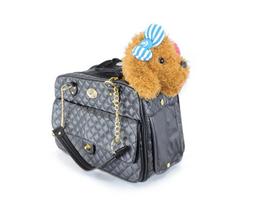 Pet Travel Bag Cat and Dog Carrier Luggage Bag Travel Bag High-end Pet Breathable and Comfortable Handbag (Black,40*18*27CM) juoda