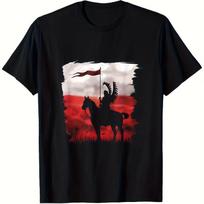 Poland's National Day Hussar Husaria Polish Flag T-Shirt This Relaxed Fit Short Sleeve Shirt Is Black Polish Eagle Hussar Design XL black
