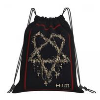 Heartagram Him Music Band Logo Backpacks Portable Drawstring Bags Sports Bag Book Bags for Travel School One Size black