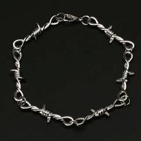 Gotikinė apyrankė su dygiuotos vielos grandinėle vyrams ir moterims Kubietiško pynimo apyrankė Reguliuojama Punk Emo stiliaus papuošalai 19cm black