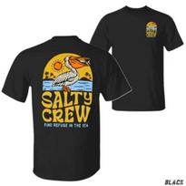 Salty Crew Seaside 2 side T-Shirt pelican sunset shirt L yellow