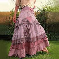 Women Lace Stitching High Waist Vintage Big Swing Bohemian Long Skirt Flowy Maxi Skirt Boho Print S