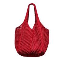 Solid Knitting Shoulder Bag Hollow Out Large Capacity Bohemian Crochet Tote Bag Versatile Casual Woven Outdoor