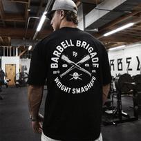 Barbell Brigade SVORIO SMASHERS MARŠKINĖLIAI Vyriški trumparankoviai sportiniai marškinėliai Bėgimui, sportui, sporto salės raumenims L black