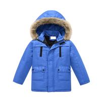 Kids' Detachable Hood Coat - Solid Color Trim Jacket 110