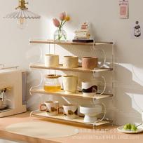 Puodelio laikiklis ir laikymo lentyna stalui ar stalviršiui Two-tier 40cm brown