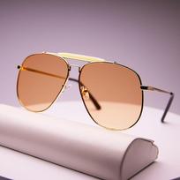 New Luxury  Retro Big Frame Women Sun Glasses Tea Color Square Pilot Shades UV400 Cool Men One Piece Sun Glasses gray