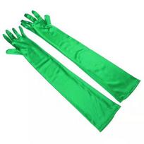 Women 55Cm Solid Color Satin Vintage Opera Evening Party Long Gloves Bridal Wedding Princess Birthday Party Etiquette Mittens One Size green
