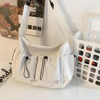 Japanese Style Messenger Bag, Solid Color Casual Satchel, Simple Large Capacity Functial Tooling Shoulder Bag