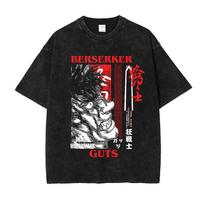 Berserk Manga T-shirt Guts Graphic T Shirt Men Women Clothes Short Sleeve Tees Oversized Cotton Tshirt XL gray