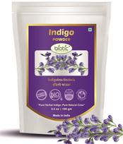 Biotic Natural and Herbal Indigo Powder for Hair Colour - Natural Organic Hair Dye for Black Brown Color for Men Women (Indigo Powder, 100gm) white