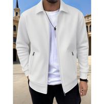 Men S Casual Solid Color Long Sleeve Zip Jacket With Pockets S gray
