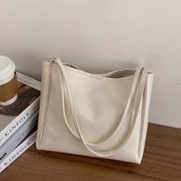 Women Large Capacity Solid Color Simple Tote Shoulder Handbag For Daily Travel
