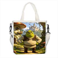 Shrek Print Tote Bag Crossbody Shoulder Bag Multifunctional Canvas Handbag for Women Casual Shopping Travel gray