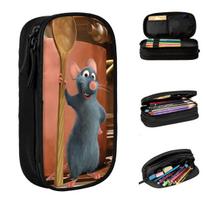 Cute Ratatouille Pencil Case Big Pencil Pouch Boy Girl Canvas Vintage School Pencil Cases Printed Stationery 21x10.5x5cm