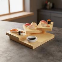 Sushi Serving Platter Stair-Tiered Design Stepped Tray Japanese type Square 6-step