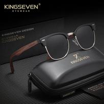 KINGSEVEN Prekės ženklo Originalūs riešuto medienos akiniai nuo saulės Moterims Vyrams Vairavimui Madingi Retro UV400 Poliarizuoti Kelioniniai Katės akies Akiniai leopardas