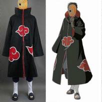 Naruto Akatsuki Tobi Uchiha Obito Chalatas Apsiaustas Paltas + Dervos Kaukė Cosplay Kostiumas - DSW mažiau gray