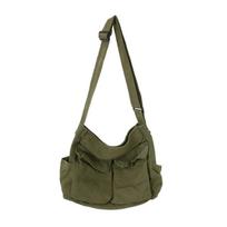 Classic Vintage Canvas Shoulder Bag Women Solid Soft Travel Women Crossbody Bag Large Capacity Fashion Tote Bag Women gray