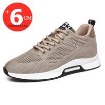 Big Size 37-48 Men Elevator Shoes Hidden 6CM Height Increase Shoes For Male Casual Breathable Sports Lift Sneakers Taller Men 37 gray
