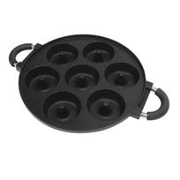 Donut Pan 7 Hole Non Stick Aluminum Alloy Doughnut Grill Pan with Comfortable Handle L black