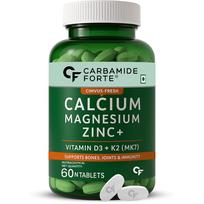 Carbamide Forte Veg Calcium And Vitamin D3 Tablets 60 Pack | Zinc Magnesium Supplement For Bone And Joint Support white
