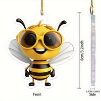 8Cm Acrylic 2D Flat Yellow Big Eyes Bee Hanging Pendant Wind Chime Suncatcher Home Window Ornament Garden Decor Car Ornament yellow