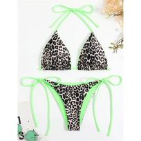 Sexy Micro Bikini 2026 Women Pink Leopard Print Neon Double Side Push Up Swimsuit Brazilian Beach Bathing Suit Thong Swimwear L rožinė raudona spalva