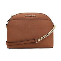 Michael Kors Mk Jet Set Solid Chain Round Leather Shoulder Crossbody Bag Women Bags Caramel 35S9GTVC2L-230 Basic Set (Bag+Dust Bag) brown