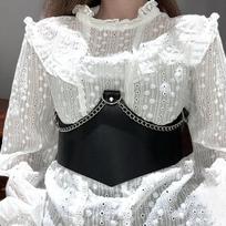 Women'S Fashion Corset Drawstring Gothic Wide Meet Street Style Pu Leather Corset Tops Belt Clothing Accessories white