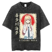 My DressUp Darling Cute Anime Waifu Retro Shirt Gift for Anime Fans Luxury Washed Vintage Fashion Loose Unisex Couple Outfit 2XL black