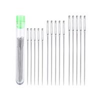 1 Set Big Eye Needles Stainless Steel Sewing Needles with Clear Storage Tube Assorted Sizes Sharp Needles for Hand Sewing Embroidery Leather Yarn F white