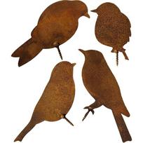 4PCS/5PCS Metal Art Metal Bird Ornament Rusty Finish Bird Shaped Bird Sculpture Silhouette Design Outdoor Material brown