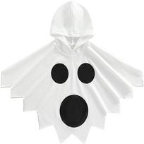 Helovino apsiaustas vaikų kostiumai su gobtuvu spalvų derinimo spaudinys cosplay vaikiški drabužiai šokio scenos pasirodymas height 80cm (suitable for about 8-18 years old) white